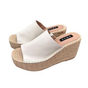 Aqua Women's White Espadrille Wedge Sandals Ultra High Heel Summer Size 9.5M